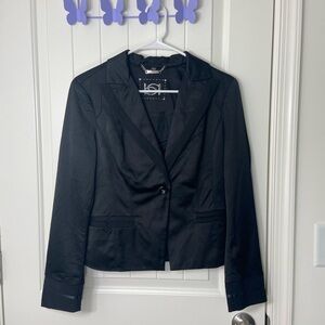NWOT Bebe women’s black chic Moto one button blazer jacket smooth stretch size 8